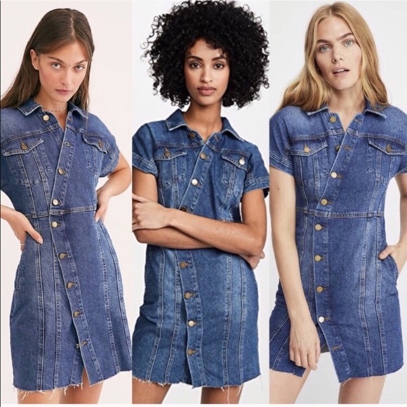 FREE PEOPLE THE CITY MINI DENIM DRESS - Picture 3 of 10